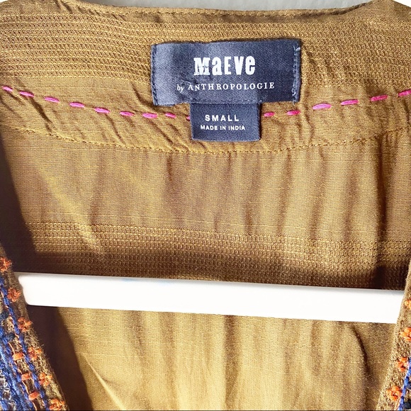 MAEVE by Anthropologie Brown Embroidered Wrap Top - Picture 6 of 7